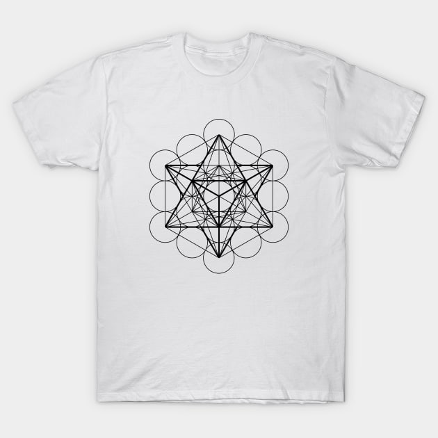 Metatron's Cube Merkaba Sacred Geometry T-Shirt by LadyMoldavite